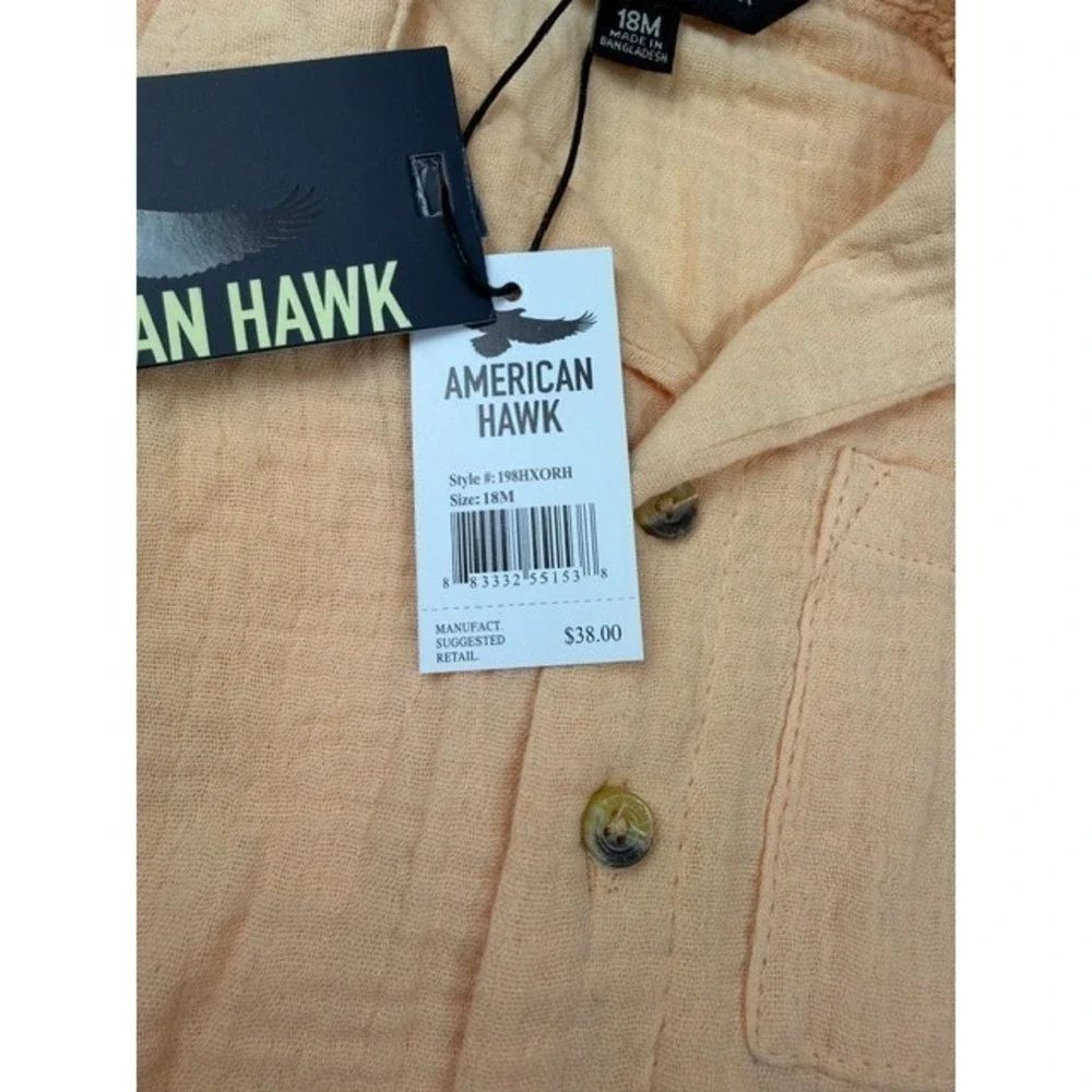 American Hawk Boys‎ 2 Piece Set 18M Apricot Gauze Cotton Shirt Shorts Outfit